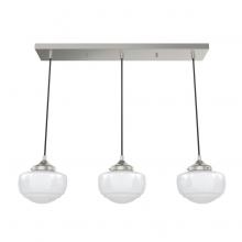 Hunter 19496 - Hunter Saddle Creek Brushed Nickel with Cased White Glass 3 Light Pendant Cluster Ceiling Light Fixt