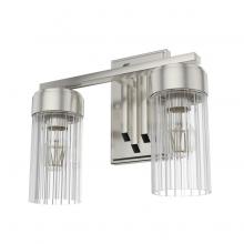 Hunter 19683 - Hunter Gatz Brushed Nickel with Clear Glass 2 Light Bathroom Vanity Wall Light Fixture