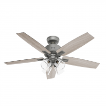 Hunter 52431 - Hunter 52 inch Gatlinburg Matte Silver Ceiling Fan with LED Light Kit and Handheld Remote