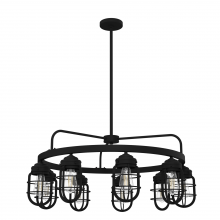 Hunter 19663 - Hunter Starklake Natural Black Iron 9 Light Chandelier Ceiling Light Fixture