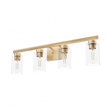 Hunter 13081 - Hunter Hartland Alturas Gold with Seeded Glass 4 Light Bathroom Vanity Wall Light Fixture