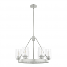 Hunter 19161 - Hunter Hartland Brushed Nickel with Seeded Glass 6 Light Chandelier Ceiling Light Fixture