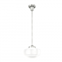 Hunter 19190 - Hunter Saddle Creek Brushed Nickel with Cased White Glass 1 Light Pendant Ceiling Light Fixture