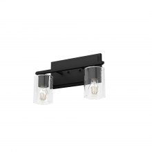 Hunter 48028 - Hunter Kerrison Natural Black Iron with Seeded Glass 2 Light Bathroom Vanity Wall Light Fixture