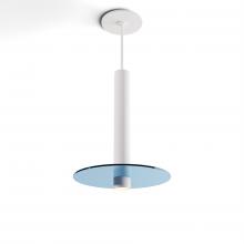 Koncept Inc CMP-S1-S-12-MWT+GBLU9 - Combi Pendant 12" Single Unit Matte White with Matte White Canopy, 9" glass plate (Blue) att