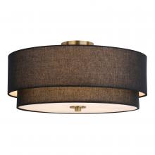 Vaxcel International C0308 - Burnaby 20.5-in. 4 Light Semi-Flush Matte Brass with Black Fabric