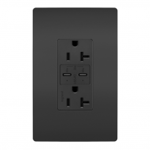 Legrand Radiant TR20USBPDBK - radiant? 20A Tamper Resistant Ultra Fast PLUS Power Delivery USB Type C/C Outlet, Black