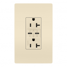 Legrand Radiant TR20USBPDLA - radiant? 20A Tamper Resistant Ultra Fast PLUS Power Delivery USB Type C/C Outlet, Light Almond