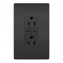 Legrand Radiant R26USBPDBK - radiant? 15A Tamper Resistant Ultra Fast PLUS Power Delivery USB Type C/C Outlet, Black