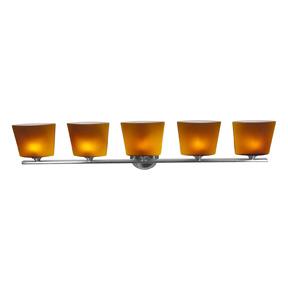 Five Light Brushed Steel Amber Glass Vanity