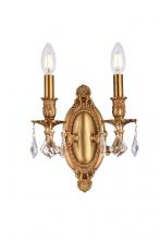 Elegant 9202W9FG/RC - Rosalia 2 Light French Gold Wall Sconce Clear Royal Cut Crystal