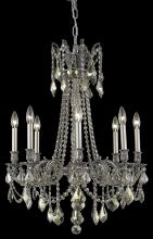 Elegant 9208D24PW-GT/RC - Rosalia 8 Light Pewter Chandelier Golden Teak (Smoky) Royal Cut Crystal