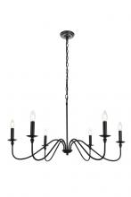 Elegant LD5006D36MB - Rohan Collection Chandelier D36 H19 Lt:6 Matte Black Finish