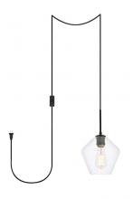 Elegant LDPG2256BK - Gene 1 Light Black and Clear Glass Plug-in Pendant