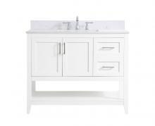 Elegant VF16042WH-BS - 42 Inch Single Bathroom Vanity in White with Backsplash