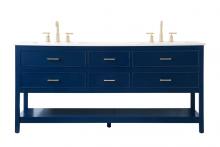 Elegant VF19072DBL - 72 Inch Double Bathroom Vanity in Blue