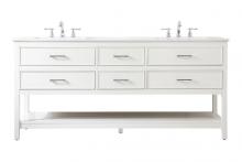 Elegant VF19072DWH - 72 Inch Double Bathroom Vanity in White