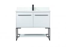 Elegant VF42540MWH-BS - 40 Inch Single Bathroom Vanity in White with Backsplash