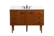 Elegant VF48048MTK-BS - 48 Inch Single Bathroom Vanity in Teak with Backsplash