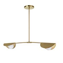 Dainolite EMM-342HP-AGB - 2 Light Halogen Horizontal Pendant Aged Brass with White Glass