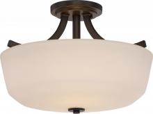 Nuvo 60/5926 - Laguna - 2 Light Semi Flush with White Glass - Aged Bronze Finish