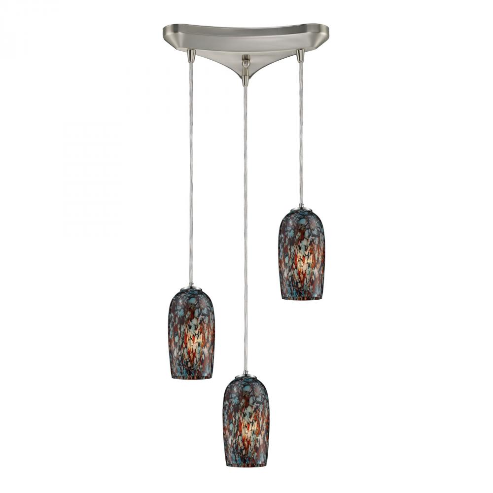 Collage 3 LED Light Pendant In Satin Nickel