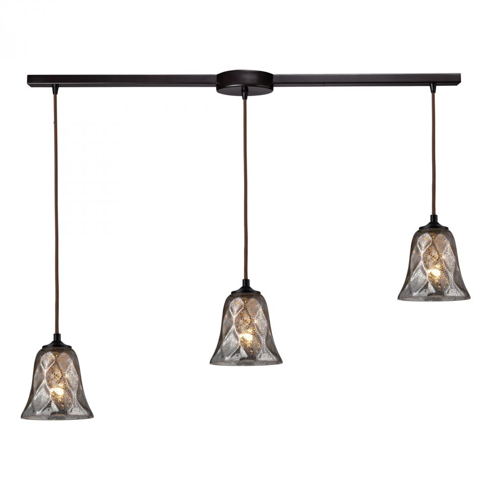 Darien 3 Light Pendant In Oiled Bronze And Mercu