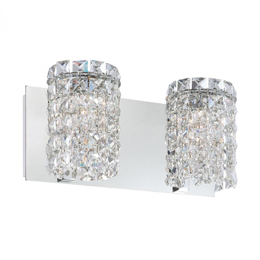 Queen Crown 2-Light Vanity Sconce in Chrome with Clear Crystal